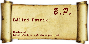 Bálind Patrik névjegykártya